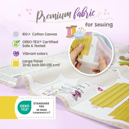 Doll Sewing Panel for Intermediate Skills - with Video Instructions - Cut & Sew Fabric Panel Doll with Clothes: Dress Me Bestie Bibby Bunny