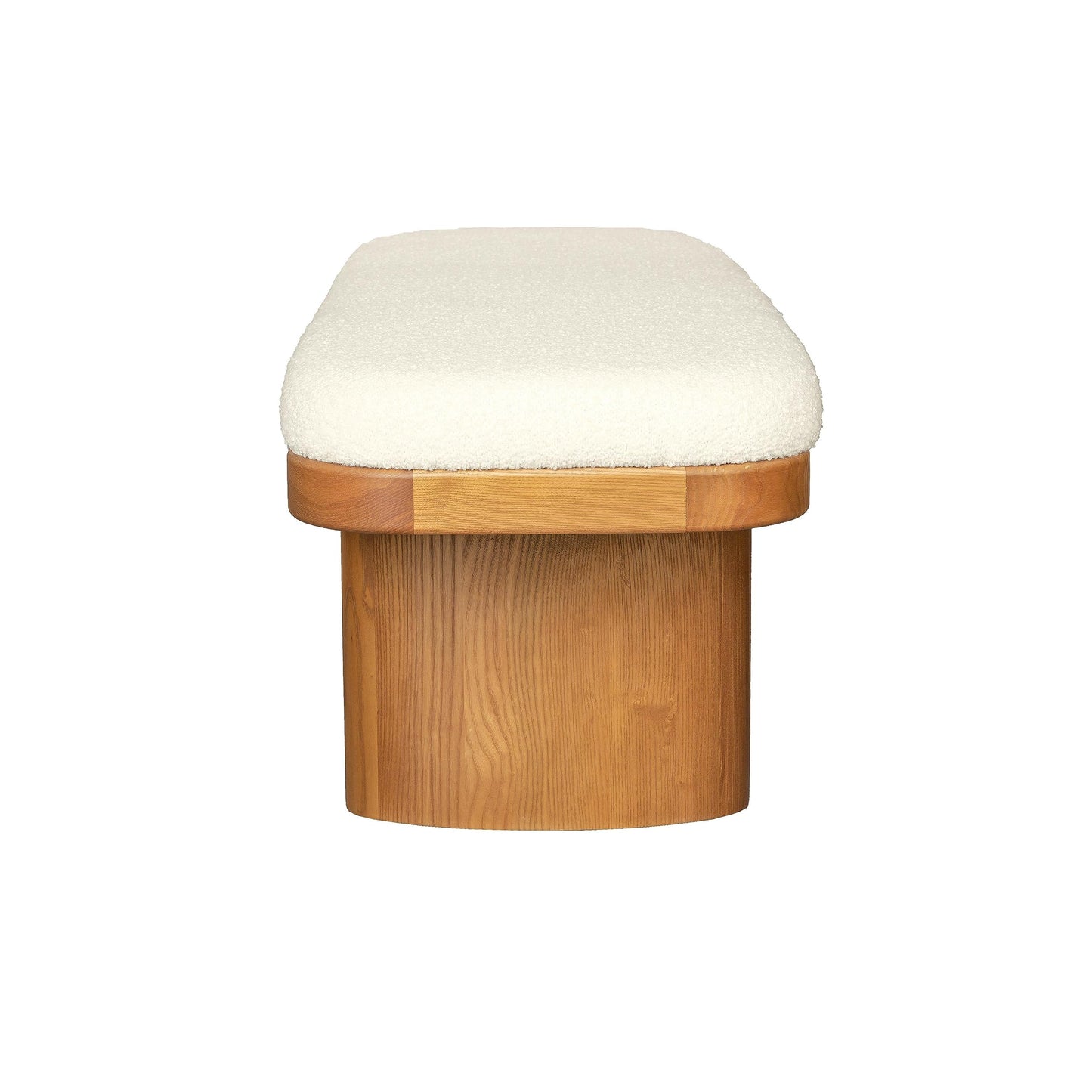 Tov Furniture Ollie White Boucle Upholstered Wooden Bench