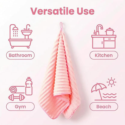 4PCS Pink Microfiber Hand Towels