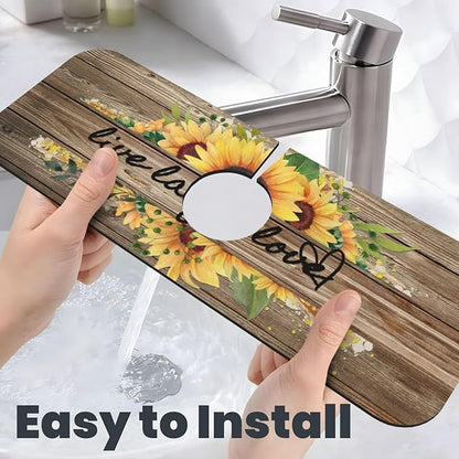 Sunflower On Board Rustic Yellow Summer Fall Live Laugh Love Kitchen Sink