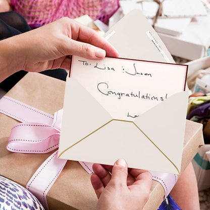 A7 Ivoy Envelopes 5 x 7 With Gold Border,- 50 Pack,For 5x7 Cards| Quick Self Seal| Perfect for Weddings, Invitations, Photos, Graduation, Baby Shower| Thick Luxury paper|5.25 x 7.25 Inches (Ivory)