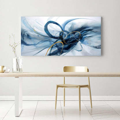 XLSJERST Abstract Wall Decor Living Room - Modern Canvas Wall Art Blue and White Picture Artwork for Office Bedroom Home Decoration