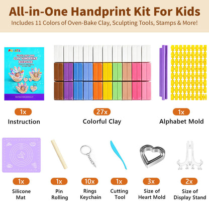 Clay Hand Casting Kit for Family Crafts – Oven Bake Polymer Clay Arts & Crafts, DIY Handprint Keepsake Frame for Kids Teens & Adults, Creative Projects for Everyone Gifts from Children, Ages 5-14