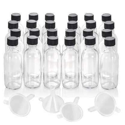 DIDITIME 24 Pack Glass Bottles With Caps, 2 oz Jars With Lids for Ginger Shots, Vanilla Extract, Juice, Oil, Wellness Shot, Hot Sauce - Mini Decorative Bottles