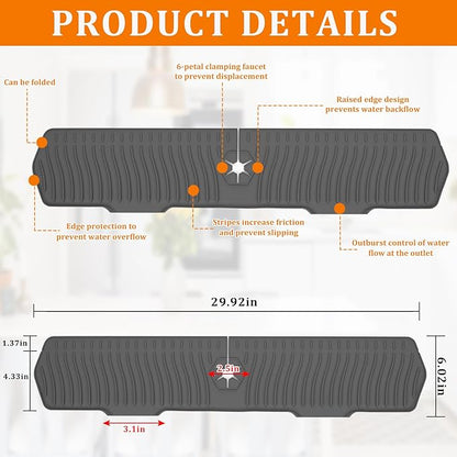 30 Inch Sink Splash Guard, Longer Silicone Sink Mat