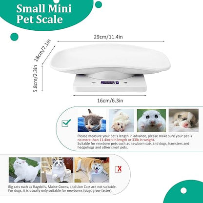 Reptiles Weight Scale,Small Animal Scale with Precision Grams,Multi-Function LED Display Pet Weight Scale(Max. 33 lbs),for Weighing Puppy/Kitten/Ferret/Guinea Pig/Tortoises/Food