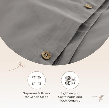 100% Organic Cotton Duvet Cover King Size - Naturally Soft Lightweight & Cooling Duvet Cover Set with Decorative Shams - Premium GOTS Certified 300 Thread Count Sateen Weave (Stone, King)