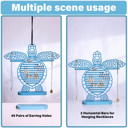 Tnstbiee Turtle Earring Holder Organizer Natural Wood Jewelry Stand for Women and Girls Wall Mount Display for Earrings Necklaces and Accessories 12 * 11 * 0.9in Versatile Design Ideas decoration