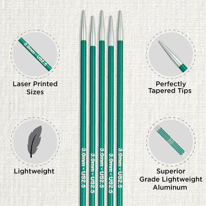 KnitPro Zing Starter Double Pointed Needle Set 6" (15cm) | 5 US Sizes (0 to 6)