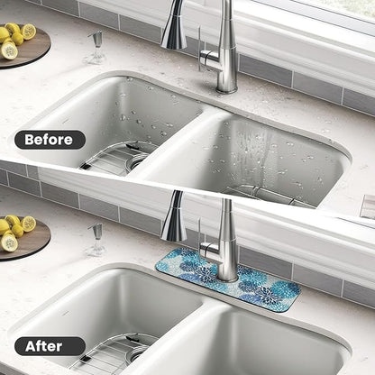 Medallion Dahlia Pinnata Floral Bobo Blue Pink Turquoise Grey Kitchen Sink
