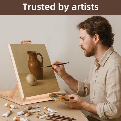 Falling in Art Heavy-Duty H-Frame Tabletop Easel for Painting, Adjustable Beechwood Desktop Easel, Portable Canvas Stand for Adults, Beginners and Artists