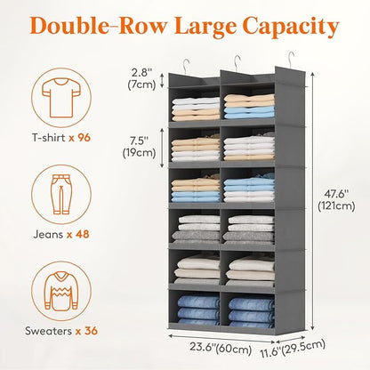 Lifewit Dual-Row 6 Tier Hanging Closet Organizer and Storage, Wide Clothes