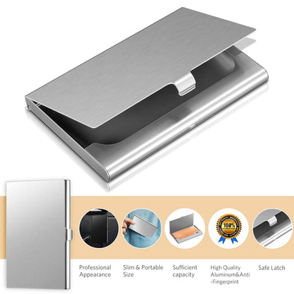 Leinuosen 10 Pack Business Name Card Holder Case Aluminum Business Name Card Carrier Mental Credit Case Wallet Professional Stainless Steel Pocket for Men & Women,2.36 x 3.66 Inch,9 Colors Available