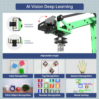 LewanSoul JetMax Robotic Arm for Jetson Nano AI Vision ROS Open Source Programmable Robot Arm Kit with 4 Kinds Gripper Camera Sensor Modules Wireless Controller, App/PC Coding Study DIY Robotic
