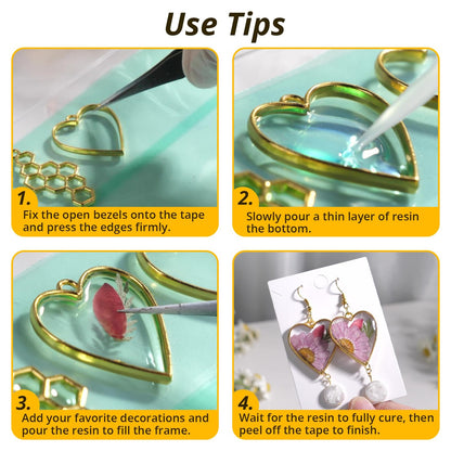 LET'S RESIN 172 pcs Open Bezels for Resin, 2 Size 36 Styles of Gold Hollow Frame Pendants Bezels with 100pcs Jump Rings, Unique Resin Bezels for Jewelry Making, Necklaces Earrings Making Supplies