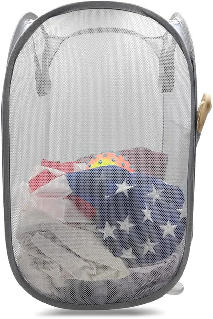 HONOMA Sturdy Mesh Laundry Hamper Basket Bag, Pop up Basket