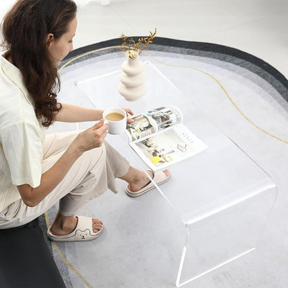 HOMCOM 0.6" Thick Acrylic Coffee Table, 39.25" Long Rectangle Waterfall Coffee Table, Clear