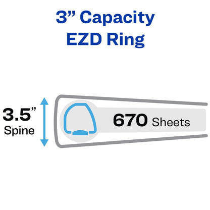 Avery Heavy-Duty View 3 Ring Binder, 3 Inch One Touch EZD Rings, 670-Sheet Capacity, 3.5 Inch Wide Spine, 1 Black Binder (79693)