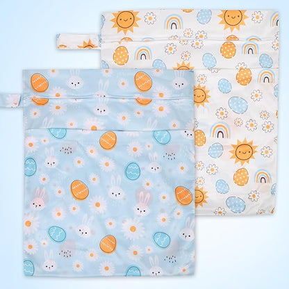 2pcs Travel Waterproof Laundry Bag, Cloth Diaper Wet Dry Bags