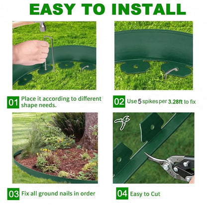 Landscape Edging, 3IN Tall Garden Edging Borders,Flexible Lawn Edging Border Kit,Mini Plastic Fence for Yard Flowerbeds,Grass (Green, 3 in x 49 FT)