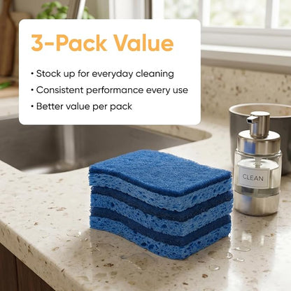 Kitchen Sponges for Washing Dishes, Non-Scratch Cellulose Dish Scrub Sponges, Cleaning Sponges for Household Use, Safe Cleaning Products, Kitchen Sponges Pack of 24, by Superio
