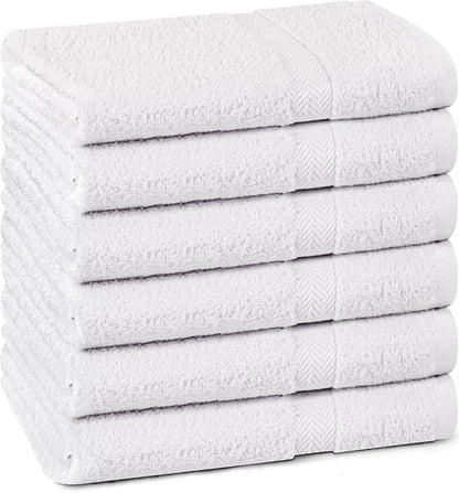Towel and Linen Mart 100% Cotton White 6 Pack Bath Towel Set, Quick Dry, Super Absorbent, Light Weight, Soft Feel for Hotel, Spa and Bathroom (27 X 54) (White, 27 x 54 6 Pack)