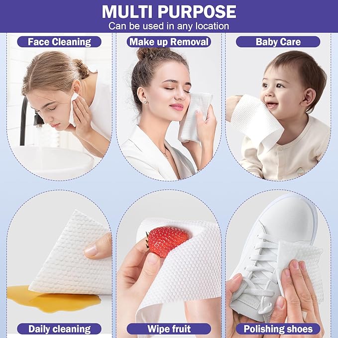 Face Towels, Disposable Face Towelette, Makeup Remover Dry Wipes 50 Count