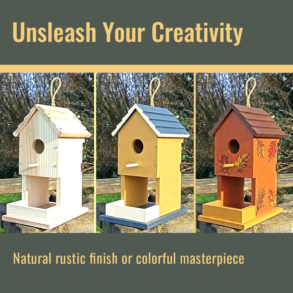 Premium Real Wood Birdhouse Kit for Outdoors, FSC Certified Solid Wood DIY Bird House| Weather Resistant with Stainless Steel Screws (No Glue Needed) | Educational Building Project for Kids & Adults