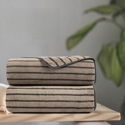 Oliven 2 Piece Brown Cabana Stripe Hand Towels