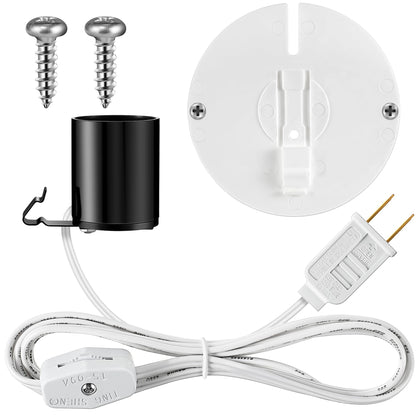 Meonum Blow Mold Light Kit Replacement, E27 E26 Single Light Cord Kit with Switch Fuse Plug, for Indoor Outdoor Halloween Christmas Village House Craft Decorations and Salt Lamp (1 Set)