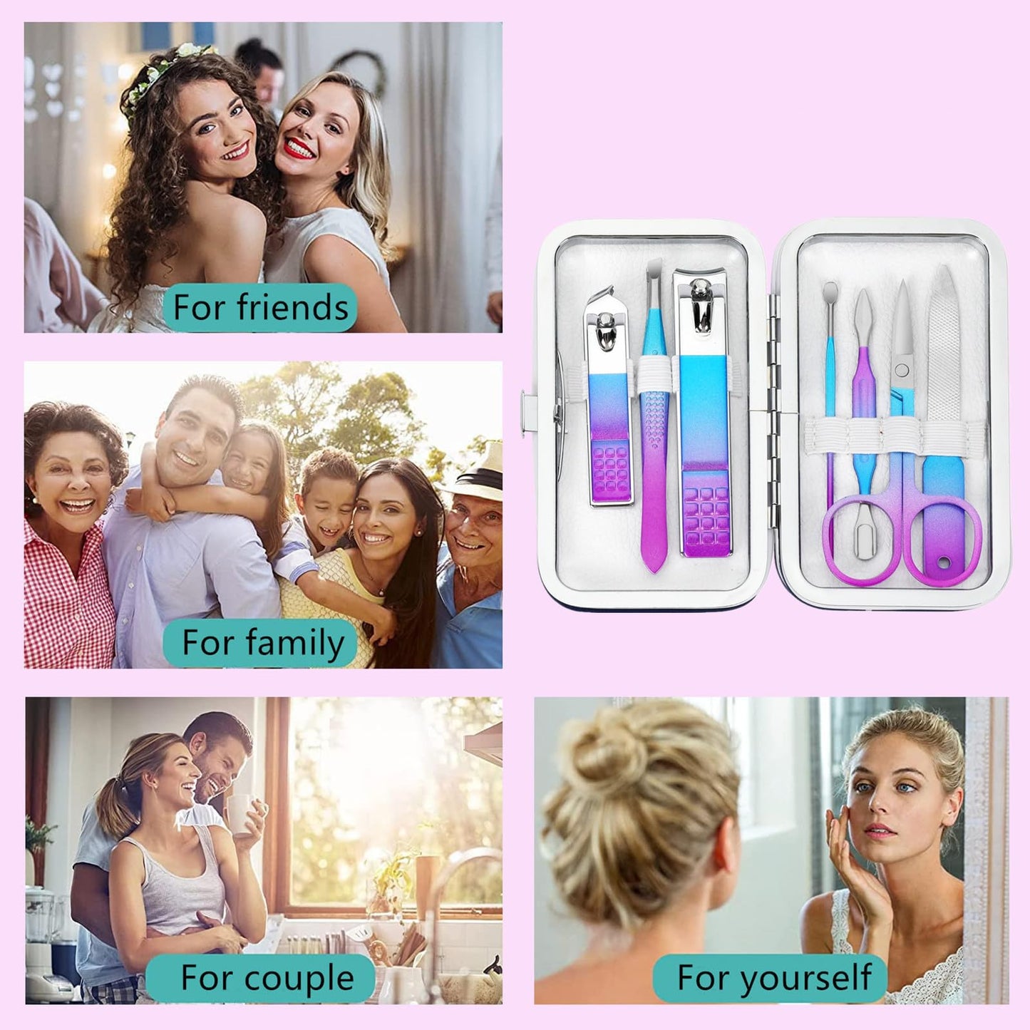 Manicure Set Nail Clipper Set Men Women Nail Clippers Toenail Fingernail Cutters Personal Care Tools Manicure Pedicure Tools with Travel Case Grooming Kit Present for Men Women Family Friends