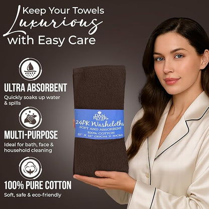 DAN RIVER 24 Pack Wash Cloths for Showering