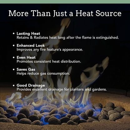 Black Lava Rocks for Fire Pit - 1/2 to 1 inch 10 lbs - Gas Fireplace Rocks - Black Lava Rock for Propane Fire Pit - Decorative Lava Stone Volcanic Rock for Outdoor & Indoor Gas Fireplace