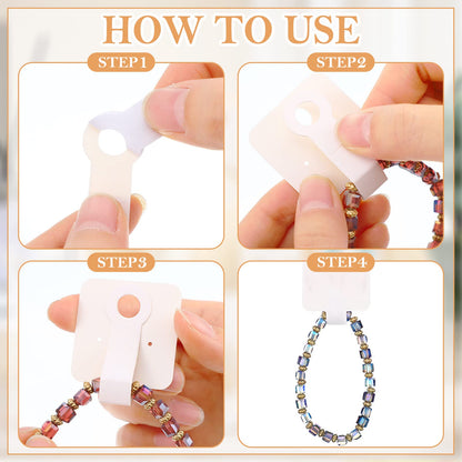 500 Pcs Necklace & Bracelet Display Cards Self Adhesive Jewelry Packaging Hanging Display Kraft Selling Cards Bulk for Earring Hairband Scrunchies Choker Keychain Small Business Supplies(White)