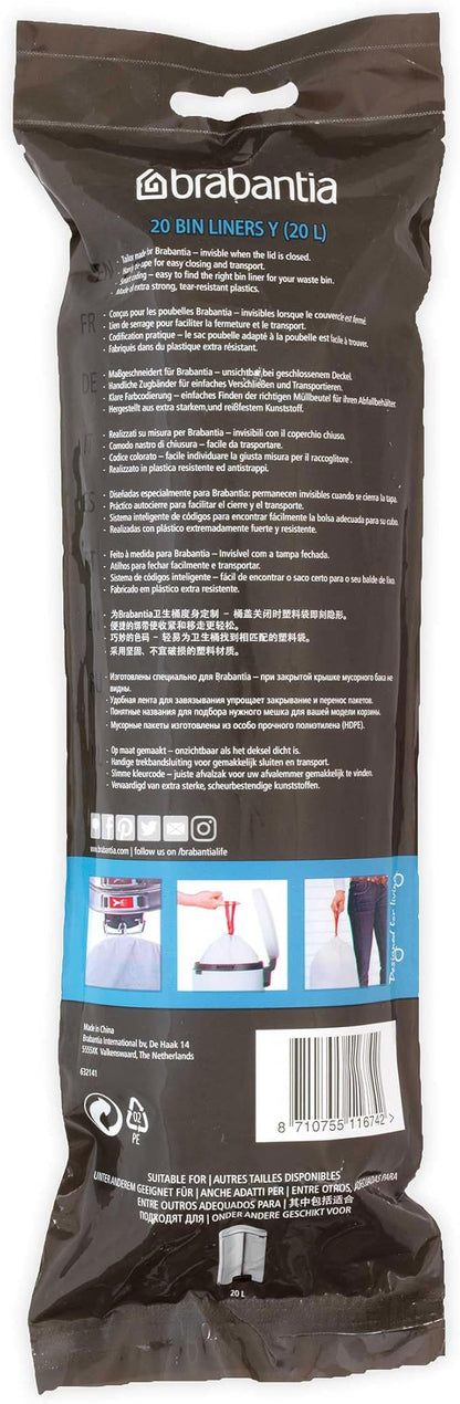 Brabantia PerfectFit Trash Bags High Quality Thick Plastic Trash Can Liners