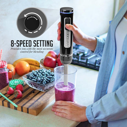 OVENTE Immersion Hand Blender, 300W Electric Handheld Portable Stick Mixer with 2 Mixing Speed and Stainless Steel Blades for Effortless Blending Smoothies, Shakes, Puree or Baby Food, Red HS560R