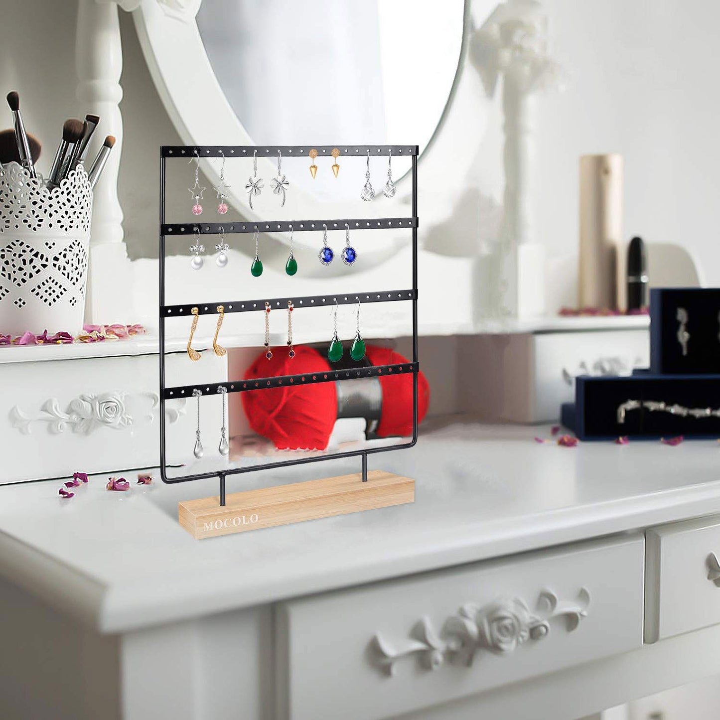 Mocolo Earring Holder Stand, Earring Organizer Display Holder Stand for Hanging Earrings(88 Holes & 4 Layers)