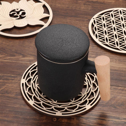 HomeSoGood 3Pcs Crystal Grid Board Sacred Geometry Wall Art Set Metatron Cube, Home Decor Handmade Coasters Craft Making Ornament