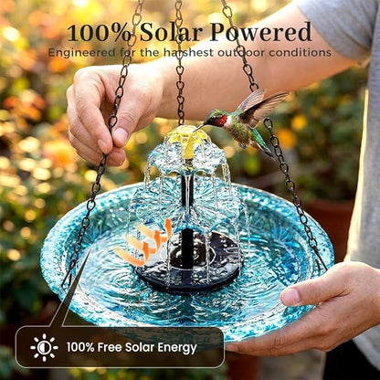 Solar Cascade Hanging Bird Bath Fountain, 2026 Upgraded Hanging Bird Bath with Flowing Water for Outdoors Garden Patio Backyard Lawn Decor (Blue)