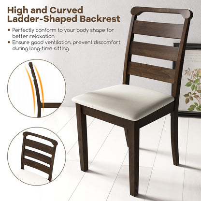 Giantex Wooden Dining Chairs Set of 2, Upholstered Kitchen Chairs w/Rubber Wood Frame, Padded Seat, High Ladder Back, Mid-Century Accent Armless Chairs, Modern Side Chairs for Living Room