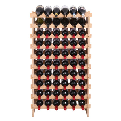 fcxagy 60 Bottles Bamboo Stackable Modular Bamboo Wine Rack, 10-Tier Wooden Wine Storage Rack Freestanding Wine Holder Display Shelves，Wine Rack freestanding Floor