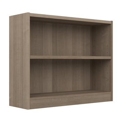 Bush Home Small 2 Shelf Bookcase, 2 Tier Bookshelf Storage Cabinet with Adjustable Shelf for Living Room, Bedroom or Home Office, Universal Collection, Ash Gray