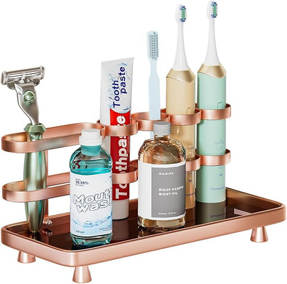 Electric Toothbrush Holder for Bathroom Countertop 5 Metal Slots Toothpaste