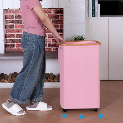 Laundry Basket with Wheels, 110L Clothes Hamper