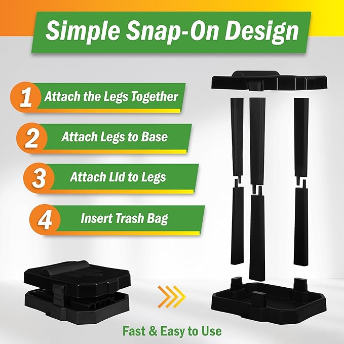 Wakeman Heavy Duty Black Trash Bag Portable Trash Bag Holder Stand