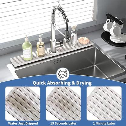 Kitchen Faucet Mat, Diatomite Sink Faucet Mat Splash Guard