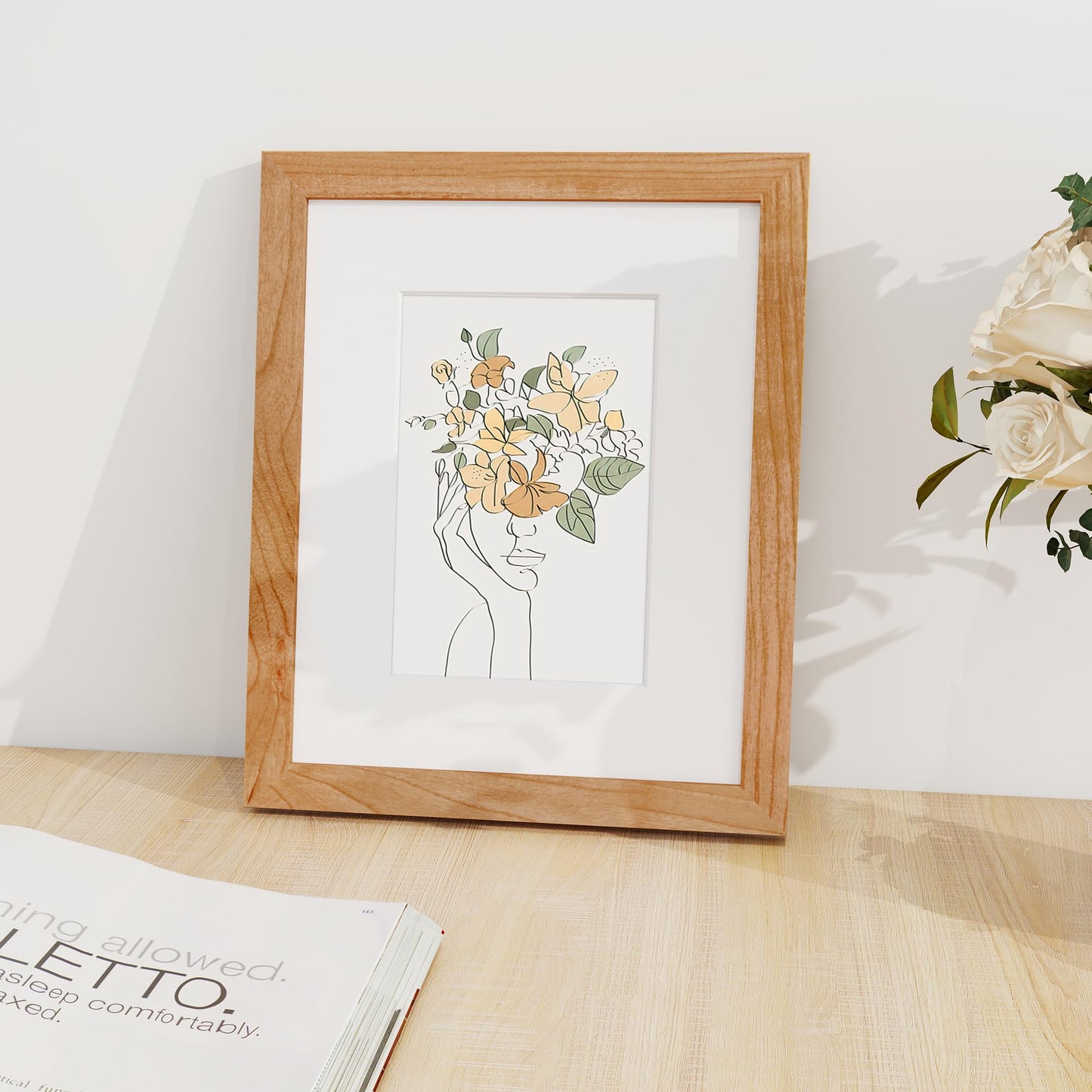 8x10 Picture Frame, Solid Wood Cherry Wood Photo Frame 8 x 10 with Tempered Real Glass, 8x10 Frame Matted to 5x7, Rustic Wooden Frame 8 by 10 for Wall & Tabletop Display (Natural Cherry Color, 3 Pack)