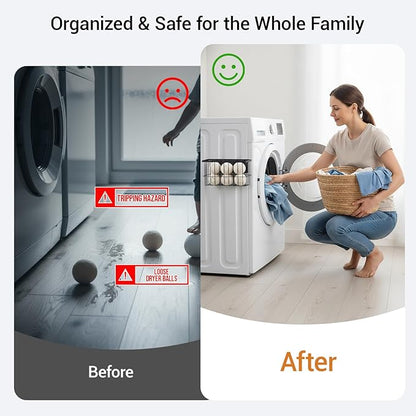 2-Pack Magnetic Laundry Basket, Dryer Ball Holder Lint Bin for Laundry Room | Magnetic Metal Laundry Storage