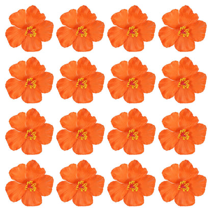 PATIKIL Hawaiian Hibiscus Flowers, 16 Pack Artificial Flowers Hair Clip DIY Foam Hibiscus Flower for Tabletop Decoration Party Favors Supplies, Orange