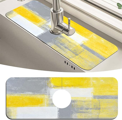 MCALK Yellow Kitchen Sink Faucet Mat Splash Guard, Absorbent Quick-Dry Kitchen